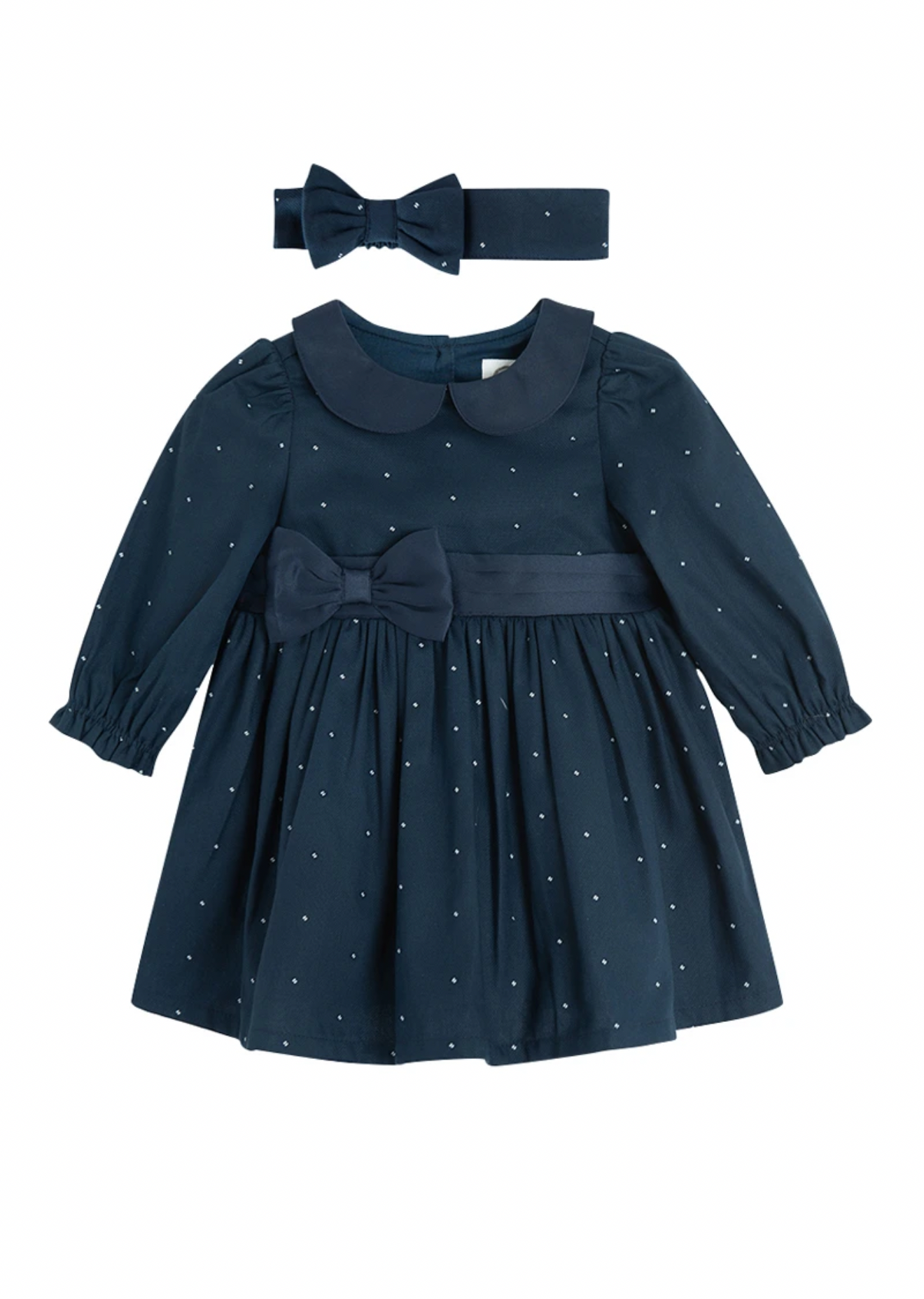 🎀 Robe Bébé Élégance & Bandeau Assorti – 100 % Coton
