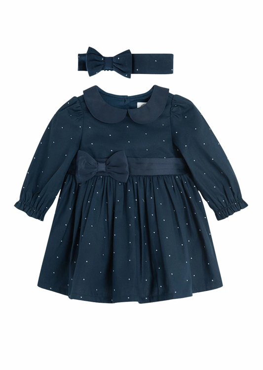 🎀 Robe Bébé Élégance & Bandeau Assorti – 100 % Coton